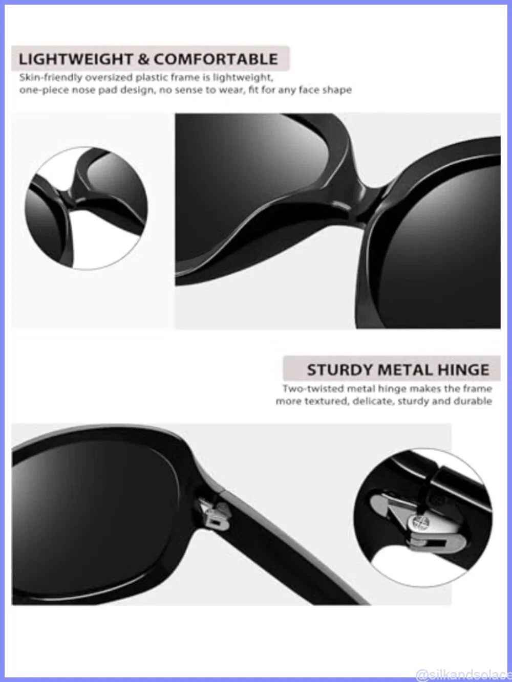 Oversized Polarized Butterfly Sunglasses UV400 Full Frame Wrap Around